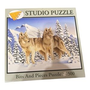 Bits and Pieces Studio Puzzle Wolves Snow Scene 500 Pc 16x20 Preloved